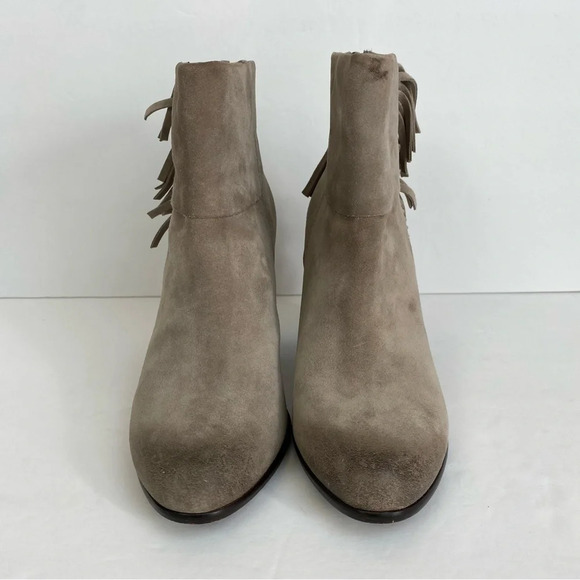 ASH Stone Suede Leather QUICK Pull On Fringe Stacked Heel Boots EU 38 - Picture 2 of 13